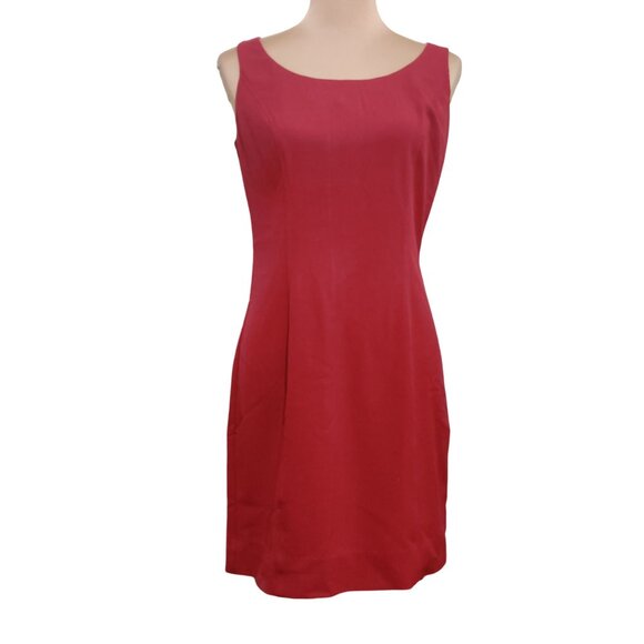 Newport News 8 Red Sleeveless Sheath Dress Classic Minimalist Cocktail Career - Picture 1 of 5